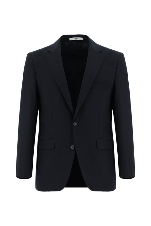 Medium Navy 4 Drop Relaxed Fit Classic Patterned Jacket