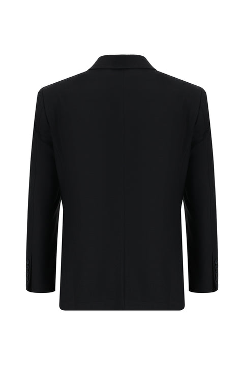 Dark Navy 4-Drop Relaxed Fit Classic Patterned Jacket