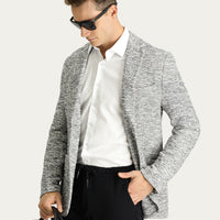 Medium Grey 6 Drop Regular Fit Patterned Sport Knit Jacket
