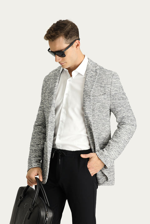 Medium Grey 6 Drop Regular Fit Patterned Sport Knit Jacket