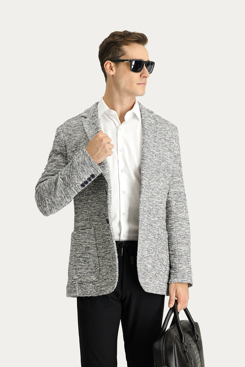 Medium Grey 6 Drop Regular Fit Patterned Sport Knit Jacket