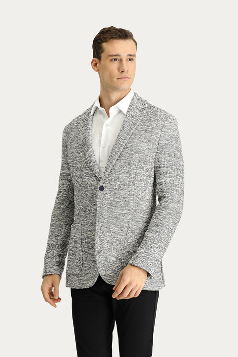 Medium Grey 6 Drop Regular Fit Patterned Sport Knit Jacket