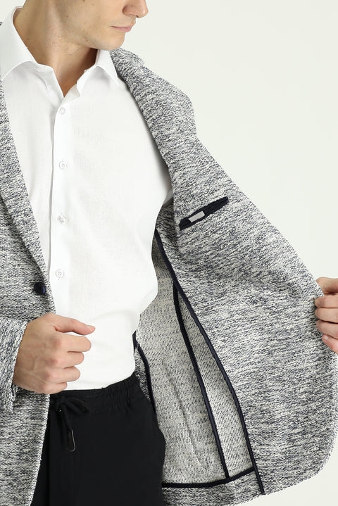 Medium Grey 6 Drop Regular Fit Patterned Sport Knit Jacket