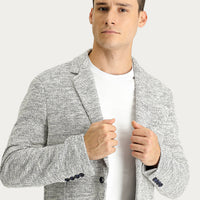 Light Grey 6 Drop Regular Fit Standard Cut Patterned Sport Knit Cotton Jacket