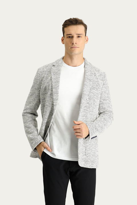 Light Grey 6 Drop Regular Fit Standard Cut Patterned Sport Knit Cotton Jacket