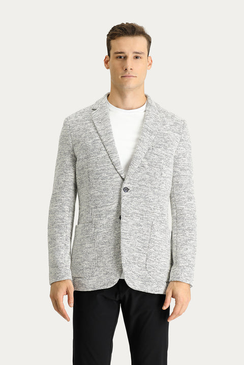 Light Grey 6 Drop Regular Fit Standard Cut Patterned Sport Knit Cotton Jacket