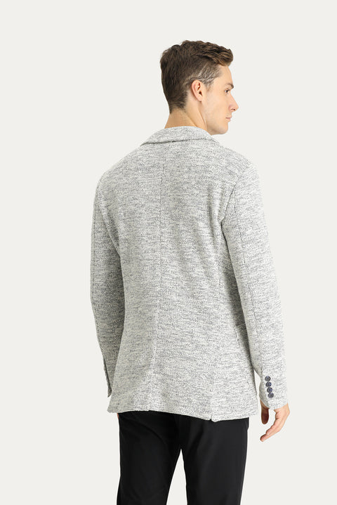 Light Grey 6 Drop Regular Fit Standard Cut Patterned Sport Knit Cotton Jacket
