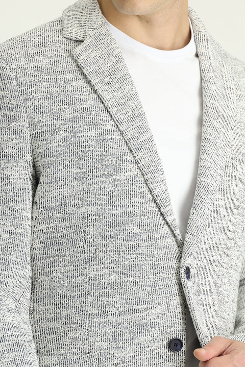 Light Grey 6 Drop Regular Fit Standard Cut Patterned Sport Knit Cotton Jacket