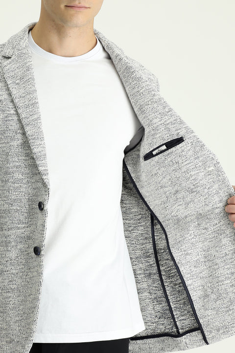 Light Grey 6 Drop Regular Fit Standard Cut Patterned Sport Knit Cotton Jacket