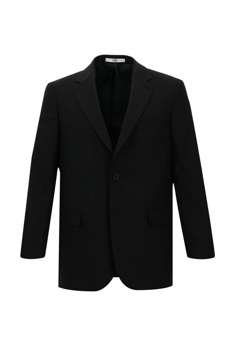 Siyah 6 Drop Regular Fit Standart Kesim Yünlü Klasik Desenli Ceket