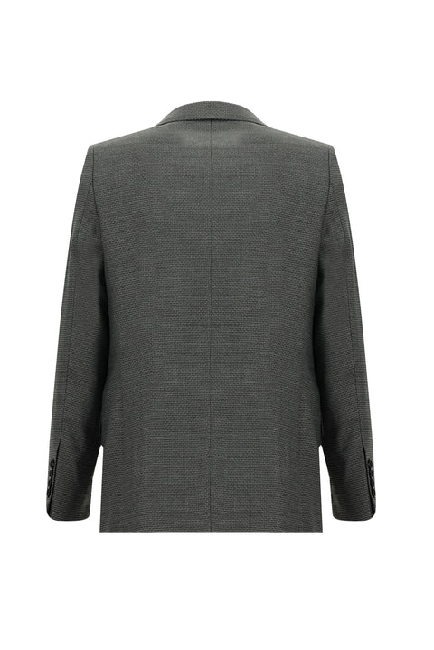 Medium Gray 6 Drop Regular Fit Standard Cut Wool Classic Patterned Jacket