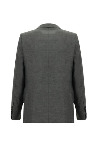  Orta Füme 4 Drop Relaxed Fit Rahat Kesim Yünlü Klasik Desenli Ceket
