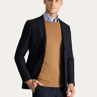 Dark Navy 8 Drop Muscle Fit Long Athletic Cut Wool Classic Patterned Jacket