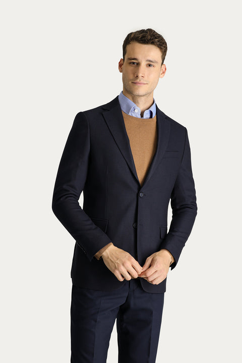 Dark Navy 8 Drop Muscle Fit Long Athletic Cut Wool Classic Patterned Jacket