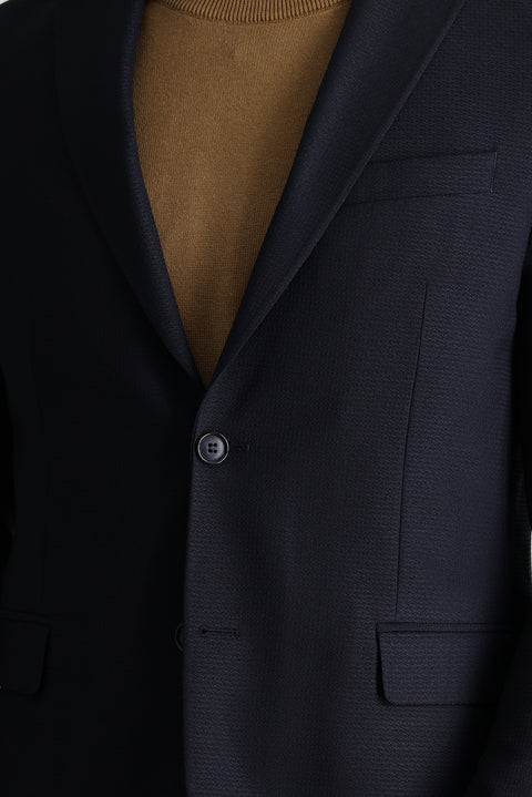 Dark Navy 6 Drop Regular Fit Standard Cut Wool Classic Patterned Jacket
