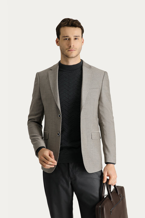 Light Mink 8 Drop Muscle Fit Long Athletic Cut Wool Classic Patterned Jacket