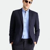 Dark Navy 7 Drop Slim Fit Narrow Cut Wool Sport Knit Jacket