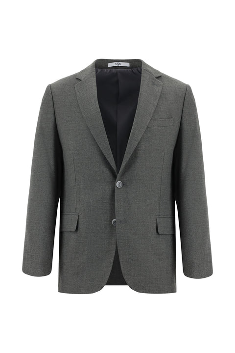 Dark Gray 4-Drop Relaxed Fit Classic Patterned Cotton Jacket