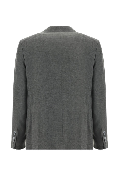 Dark Gray 4-Drop Relaxed Fit Classic Patterned Cotton Jacket