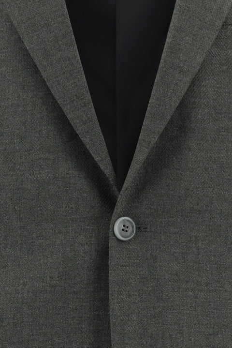 Dark Gray 4-Drop Relaxed Fit Classic Patterned Cotton Jacket