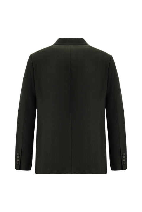 Dark Khaki 4-Drop Relaxed Fit Classic Patterned Cotton Jacket