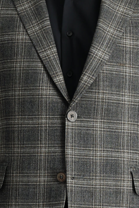 Medium Anthracite 7 Drop Slim Fit Classic Plaid Wool Jacket