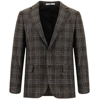Dark Brown 6 Drop Regular Fit Standard Cut Wool Plaid Jacket