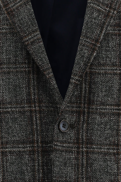 Dark Anthracite 6 Drop Regular Fit Standard Cut Wool Plaid Jacket