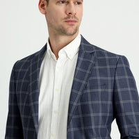 Medium Navy 7 Drop Slim Fit Plaid Jacket