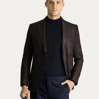 Dark Brown 7 Drop Slim Fit Plaid Sport Jacket