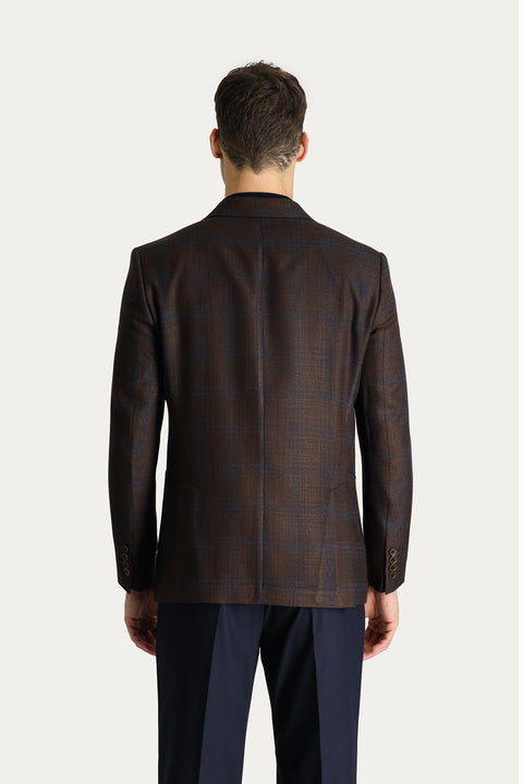 Dark Brown 7 Drop Slim Fit Plaid Sport Jacket