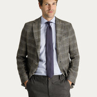 Light Brown 6 Drop Regular Fit Standard Cut Plaid Jacket