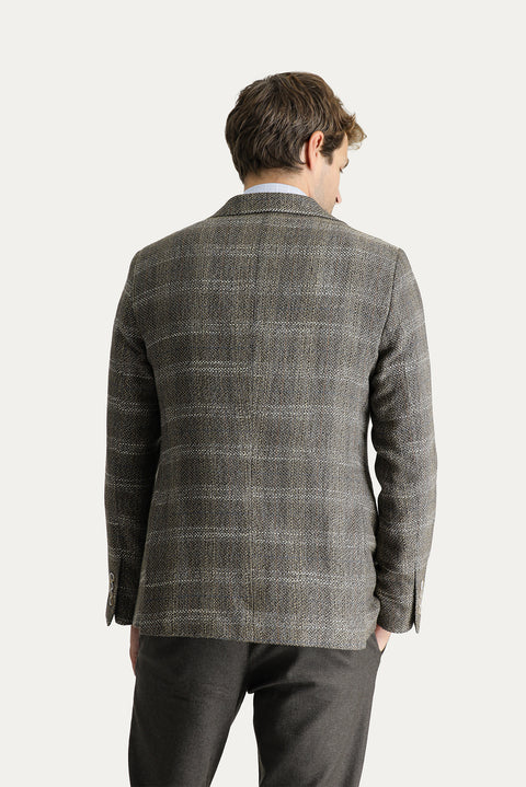 Light Brown 6 Drop Regular Fit Standard Cut Plaid Jacket