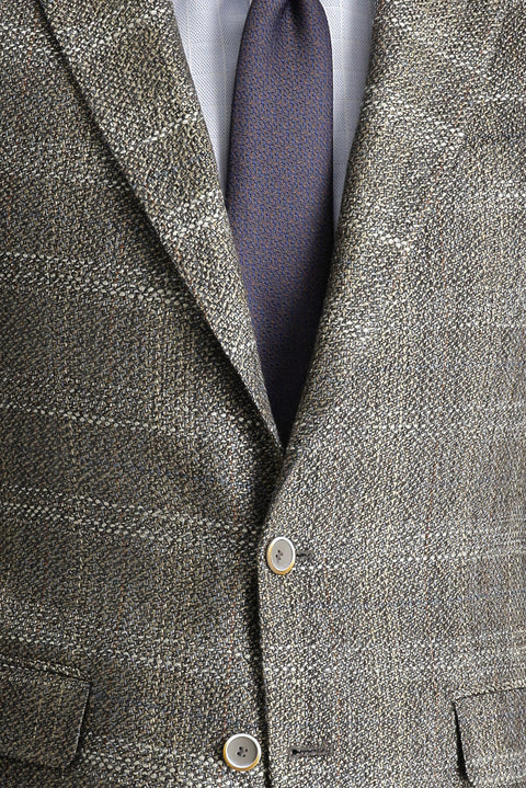 Light Brown 6 Drop Regular Fit Standard Cut Plaid Jacket
