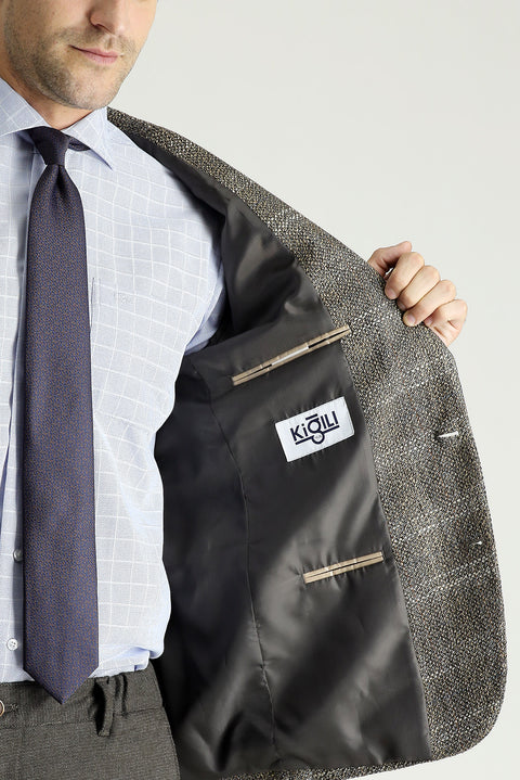 Light Brown 6 Drop Regular Fit Standard Cut Plaid Jacket