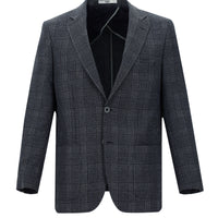 Dark Blue 4-Drop Relaxed Fit Plaid Sport Jacket