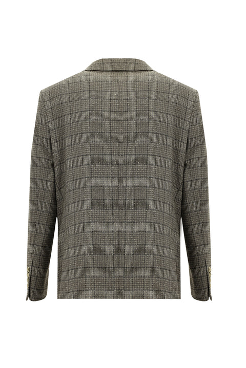 Dark Brown 4-Drop Relaxed Fit Plaid Sport Jacket