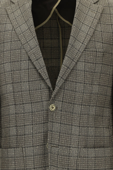Dark Brown 4-Drop Relaxed Fit Plaid Sport Jacket