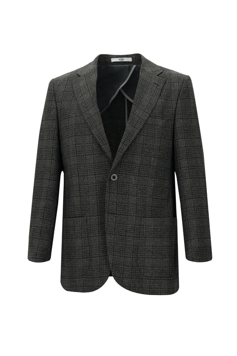 Dark Anthracite 4-Drop Relaxed Fit Plaid Sport Jacket