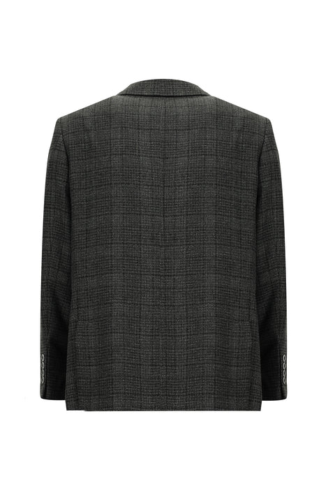 Dark Anthracite 4-Drop Relaxed Fit Plaid Sport Jacket