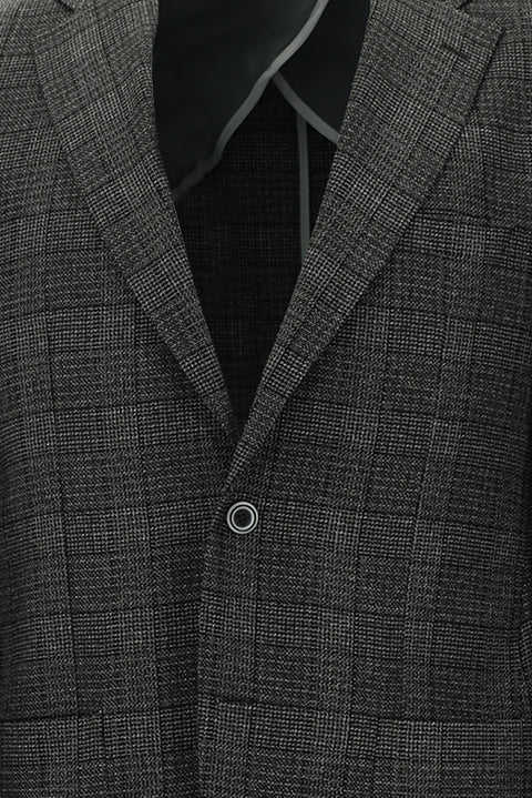 Dark Anthracite 4-Drop Relaxed Fit Plaid Sport Jacket