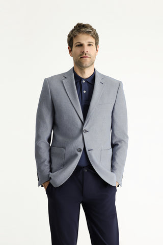  Orta Lacivert 7 Drop Slim Fit Dar Kesim Desenli Gofre Ceket