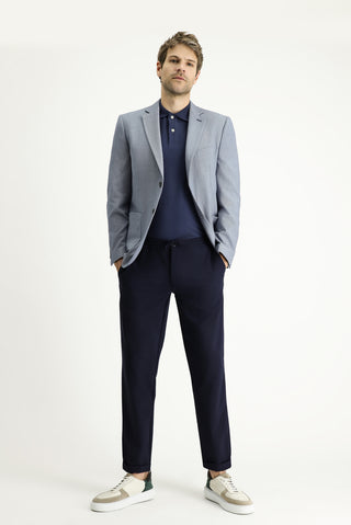  Orta Lacivert 7 Drop Slim Fit Dar Kesim Desenli Gofre Ceket