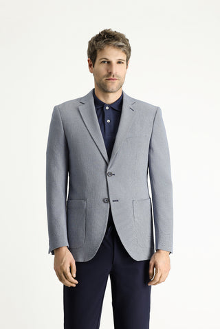  Orta Lacivert 7 Drop Slim Fit Dar Kesim Desenli Gofre Ceket