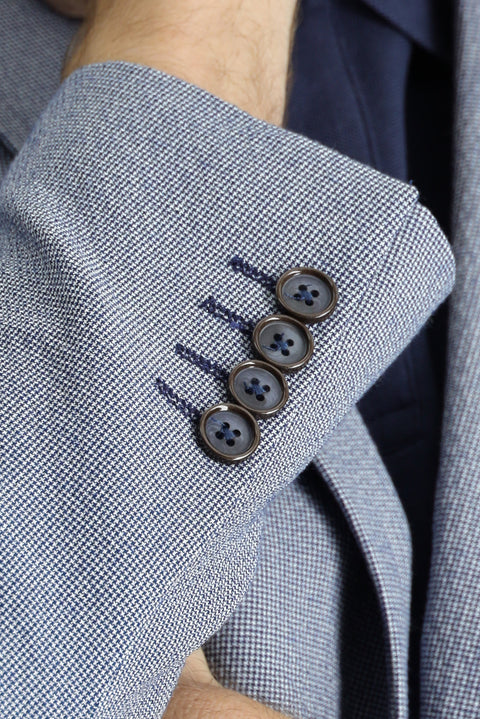 Medium Navy 7 Drop Slim Fit Patterned Waffle Jacket