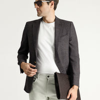 Dark Brown 6 Drop Regular Fit Standard Cut Wool Plaid Jacket