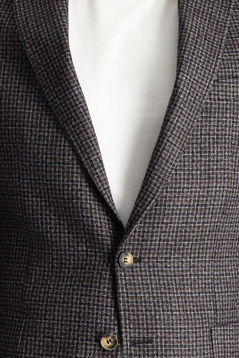 Dark Brown 6 Drop Regular Fit Standard Cut Wool Plaid Jacket