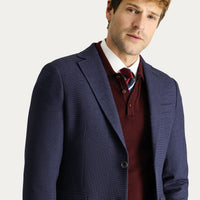 Light Navy Blue 6 Drop Regular Fit Standard Cut Wool Patterned Classic Jacket
