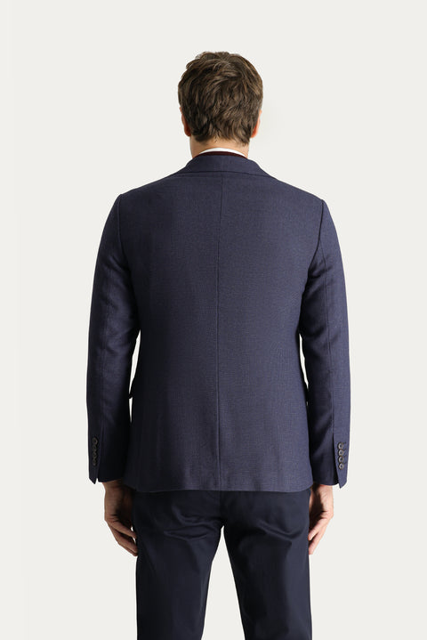 Light Navy Blue 6 Drop Regular Fit Standard Cut Wool Patterned Classic Jacket