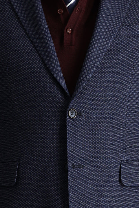 Light Navy Blue 6 Drop Regular Fit Standard Cut Wool Patterned Classic Jacket